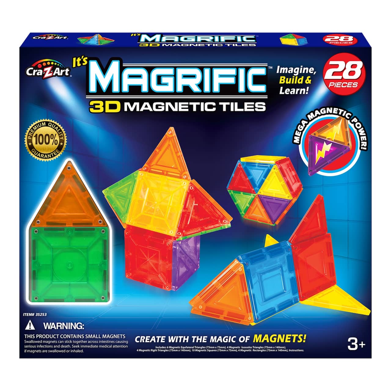 Cra-Z-Art Magrific 3D Magnetic Tiles Magnetic Toy Set, 28ct.